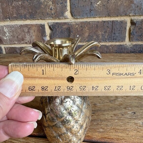 Vintage MCM Solid Brass Pineapple Candlestick Holders Set Of 2 - Picture 11 of 11